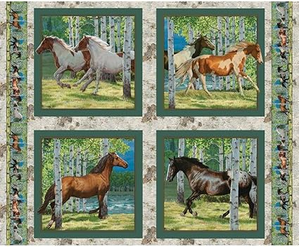 Amazon Com Horse Fabric Wild Wings Pillow Panel Running Free