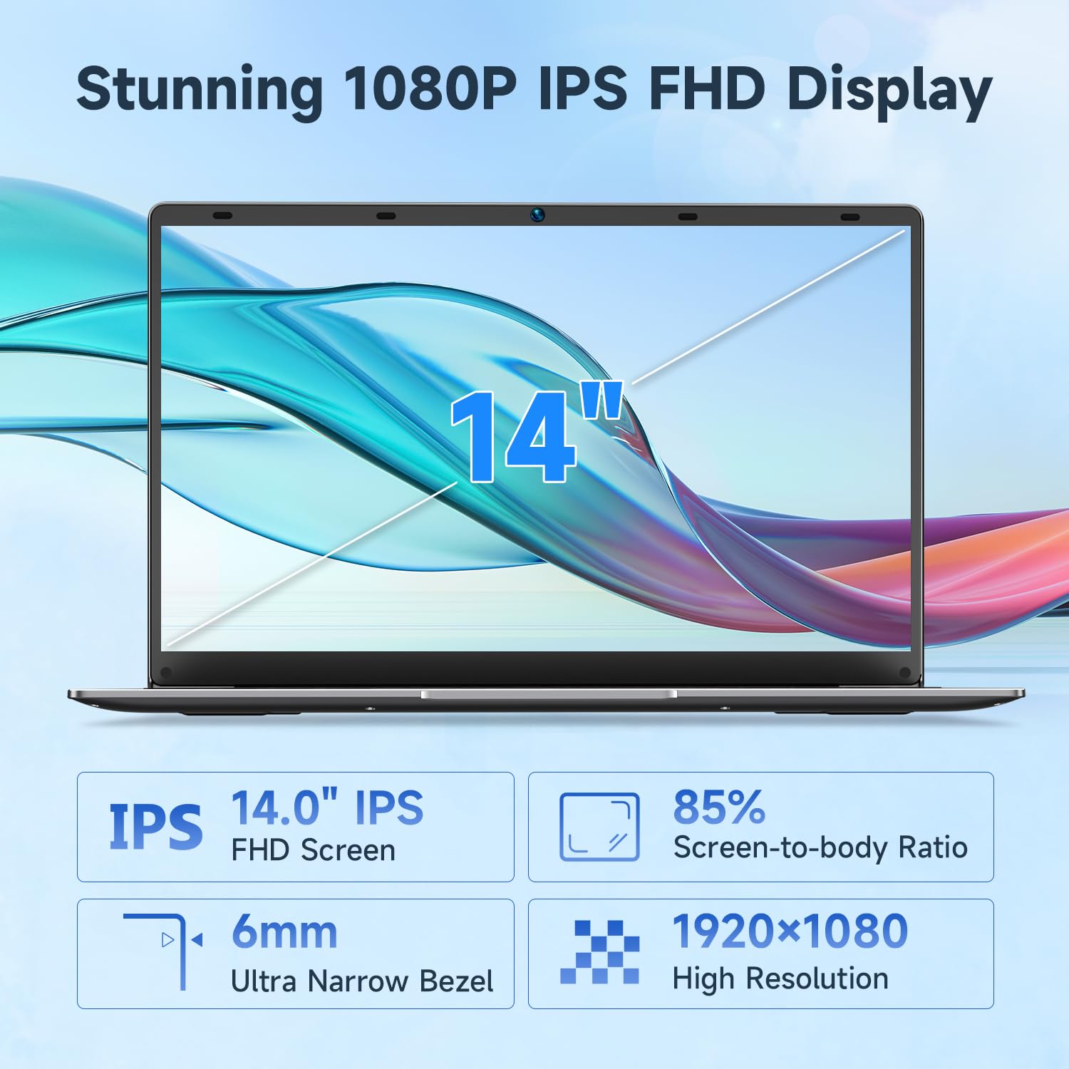 Bmax 14 inch Laptop Computer, 8GB RAM/256GB SSD, FHD IPS Display, Intel N5000 Processor Up to 2.7GHz, 2.4/5G WiFi, BT 5.0, Long Lasting Battery Portatile Notebook, Mini HDMI USB 3.0 Slim Silver Laptop