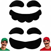 Funcredible Funny Fake Mustache and Eyebrows Set, Black Stick On Mustaches, Costume Facial Hair Accessories for Halloween Costume, Costume Party, Cosplay, Photo Booth, Theater Prop, Group Costume