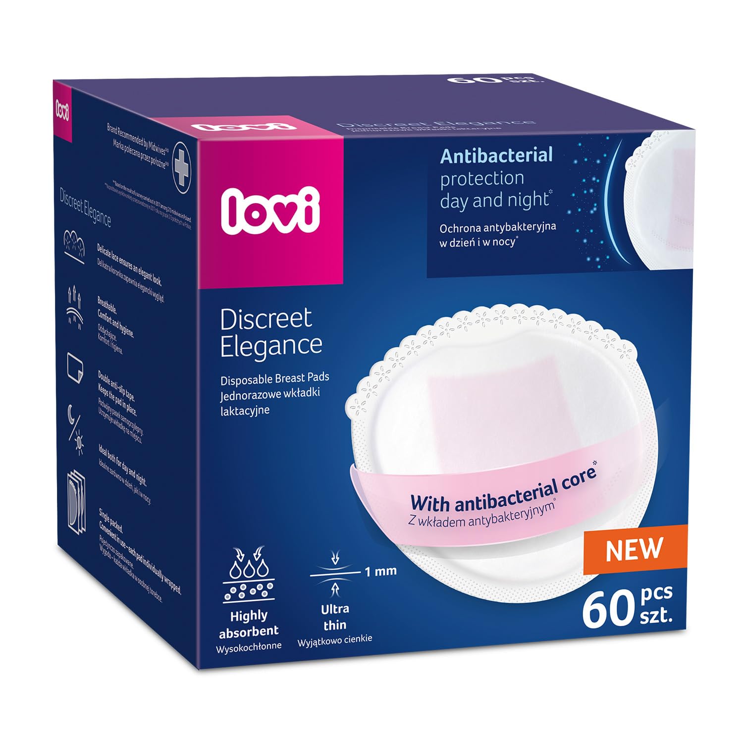 LOVI Disposable Nursing Breast Pads | Pack of 60 | Comfort of Wearing | Underwear Protection | Highly Breathable & Absorbent | White