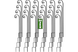 Hicarer 24 Pcs Shepherds Hooks for Outdoor 48 Inch 1/3 Inch Thick Metal Curled Garden Hooks Adjustable Bird Feeder Pole for H