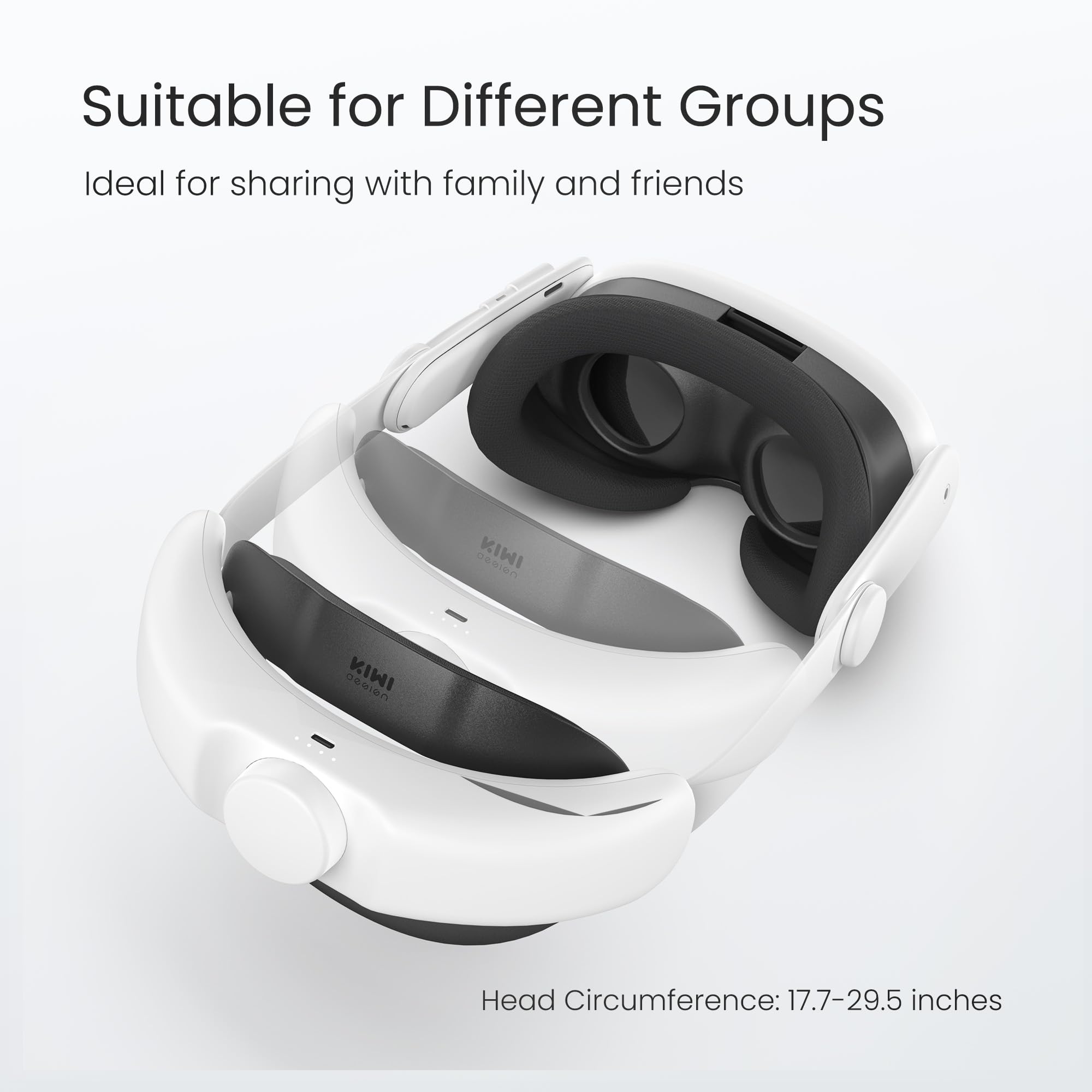 KIWI design Battery Head Strap Compatible with Meta Quest 3/Quest 3S, 6400 mAh Battery Pack Head Strap Accessories, Fast Charging & Reduce Face Stress