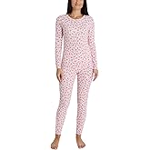 Laura Ashley Women's Thermal Underwear Set- Soft Brushed Waffle Base Layer Long Sleeve Shirt and Legging Set