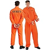 fun shack Prisoner Costume Men,Inmate Costume Men, Convict Costumes, Halloween Costumes for Adults