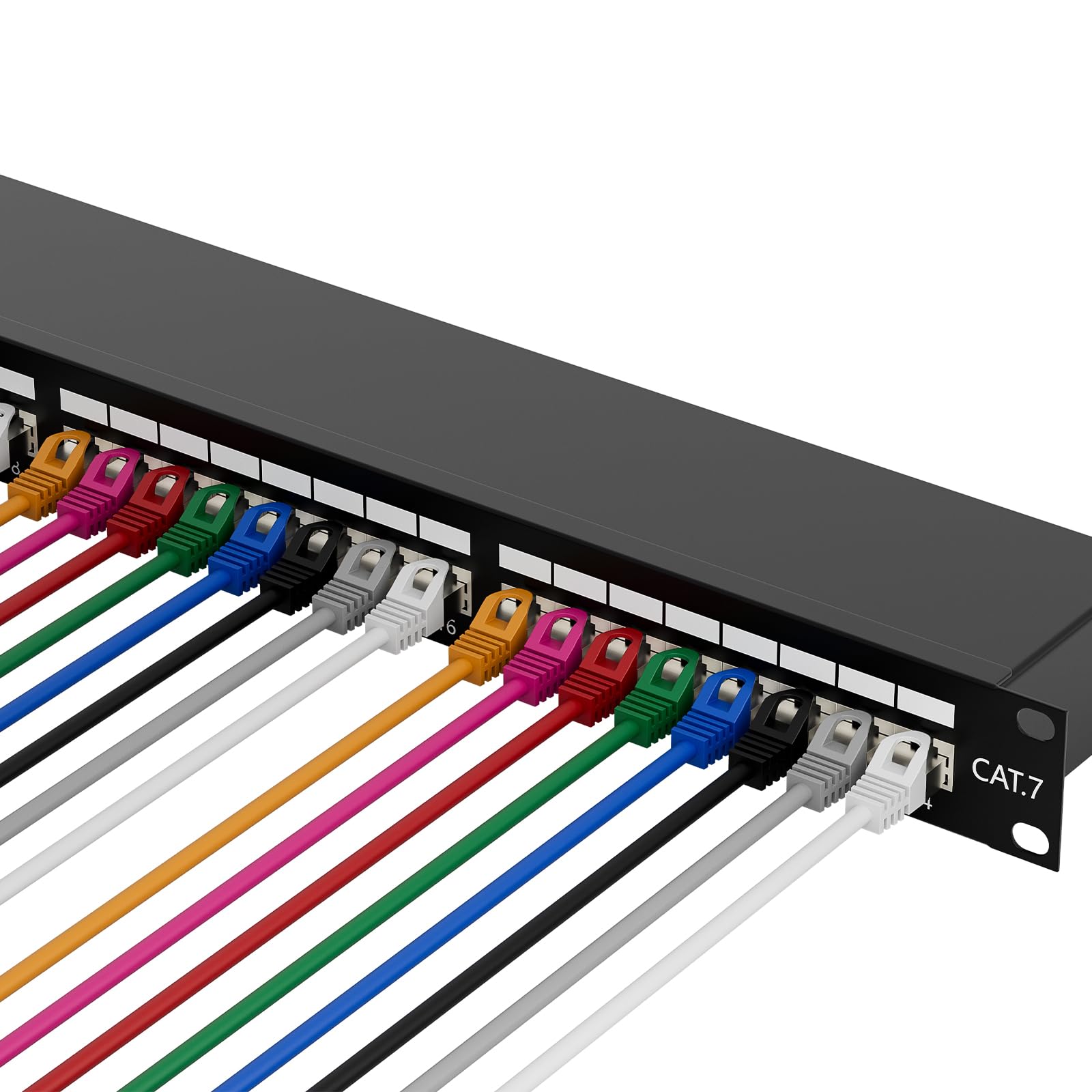 FGB CAT 7 Patchpanel Verteilerfeld 24 Port - 19" Zoll Rackeinbau Servermontage RJ45 Geschirmt - Patchpanel Geschirmt Netzwerk-Patchpanel für Gigabit-Netzwerk-Switch 7