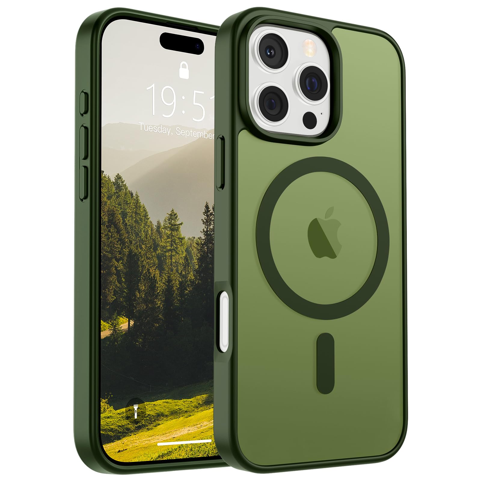Photo 1 of SUPFINE Magnetic for iPhone 16 Pro Max Case (Compatible with MagSafe) (10 FT Military Grade Drop Protection) Slim Translucent Matte Shockproof with Anti-Fingerprint Phone Case, Cangling Green