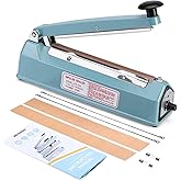METRONIC Impulse Sealer 8 inch, Manual Heat Sealer Machine for Plastic Bags | Shrink Wrap Bag Sealers Heavy Duty Sealing Machine With Repair Kit (Blue)