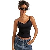 SUUKSESS Women Padded Lace Double Lined Tank Tops Sexy V Neck Summer Going Out Top