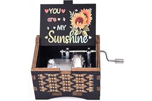 BYYKIT Music Boxes You are My Sunshine,Unique Hand-cranked Wooden Engraved Vintage Music Box, Anniversary Wedding Birthday Gift for Boyfriend Wife Girlfriend mom