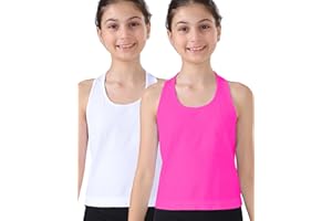 Attifall Grils Ribbed Tank Tops Racerback Seamless Crop Top for Teen Girl Athletic Workout Dance Tanks