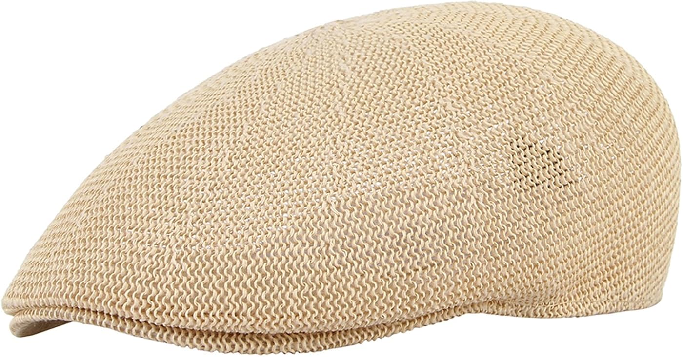 Lukis Béret en Paille Respirent Été Homme Casquette Plate Vintage Rétro