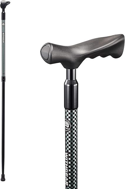 Amazon Com Withgear Walking Cane Shock Absorbing Right Handed Height Adjustable Duralumin Lightweight Walkingstick For Men And Women With And An Ergonomic Grip Sports Outdoors