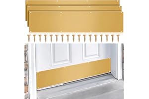 Dunzy 3 Pcs 6 x 32 Inches Door Kick Plate Metal Aluminum Anti Scratch Door Plate with 24 Screws Suitable for 32 Inch Interior Exterior Wood Metal Protection Decor, Brass