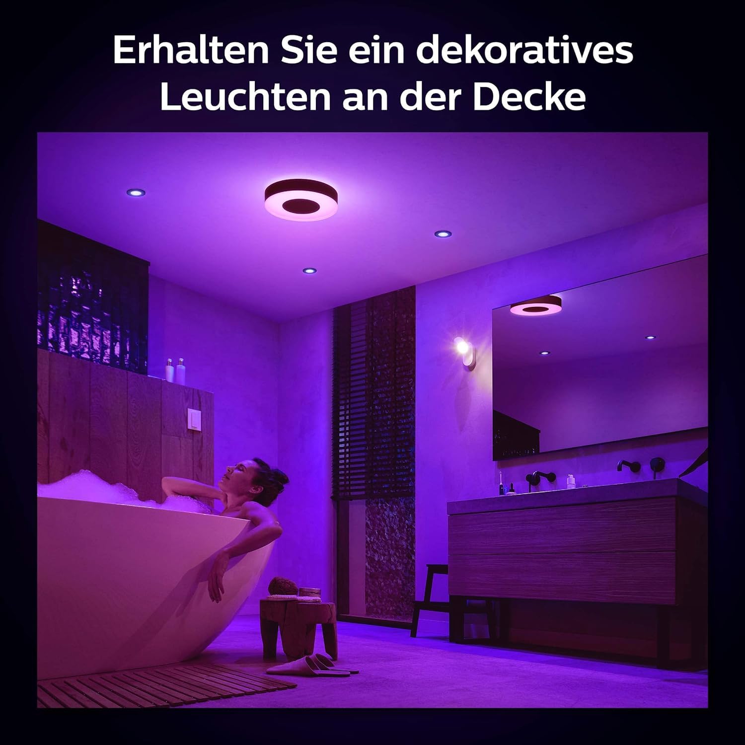 Philips Hue White & Col. Amb. Xamento Deckenleuchte, schwarz, 16 Mio. Farben, dimmbar, steuerbar via App, kompatibel mit Amazon Alexa (Echo, Echo Dot) 5