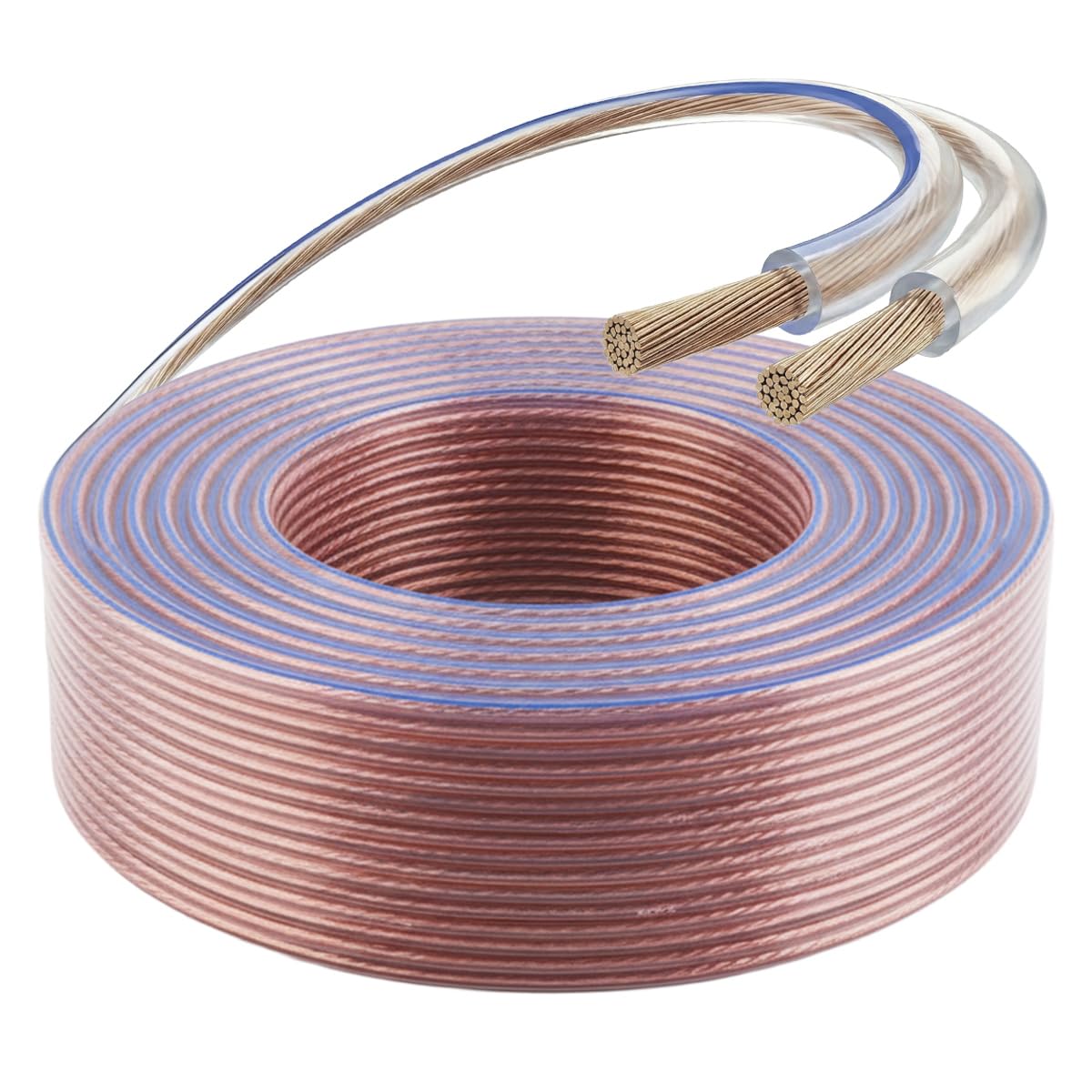 VENTON Speaker Cable 2 x 2.5 mm² HQ Full Copper 100 m I Speaker Cable Made of Pure Copper I HiFi Cable for Speakers & Surround Systems I Boxes Cable Transparent - Made in Europe