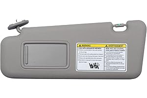 Dasbecan Front Left Driver Side Sun Visor with Light Compatible with Toyota Highlander 2008-2013 74320-48500-B0 (Gray)