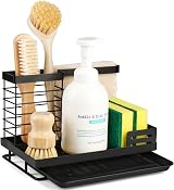 Sinnsally Kitchen Sink Tidy Caddy Storage Organizer with Drip Tray view 1