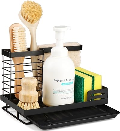 Sinnsally Kitchen Sink Tidy Caddy Storage Organizer with Drip Tray