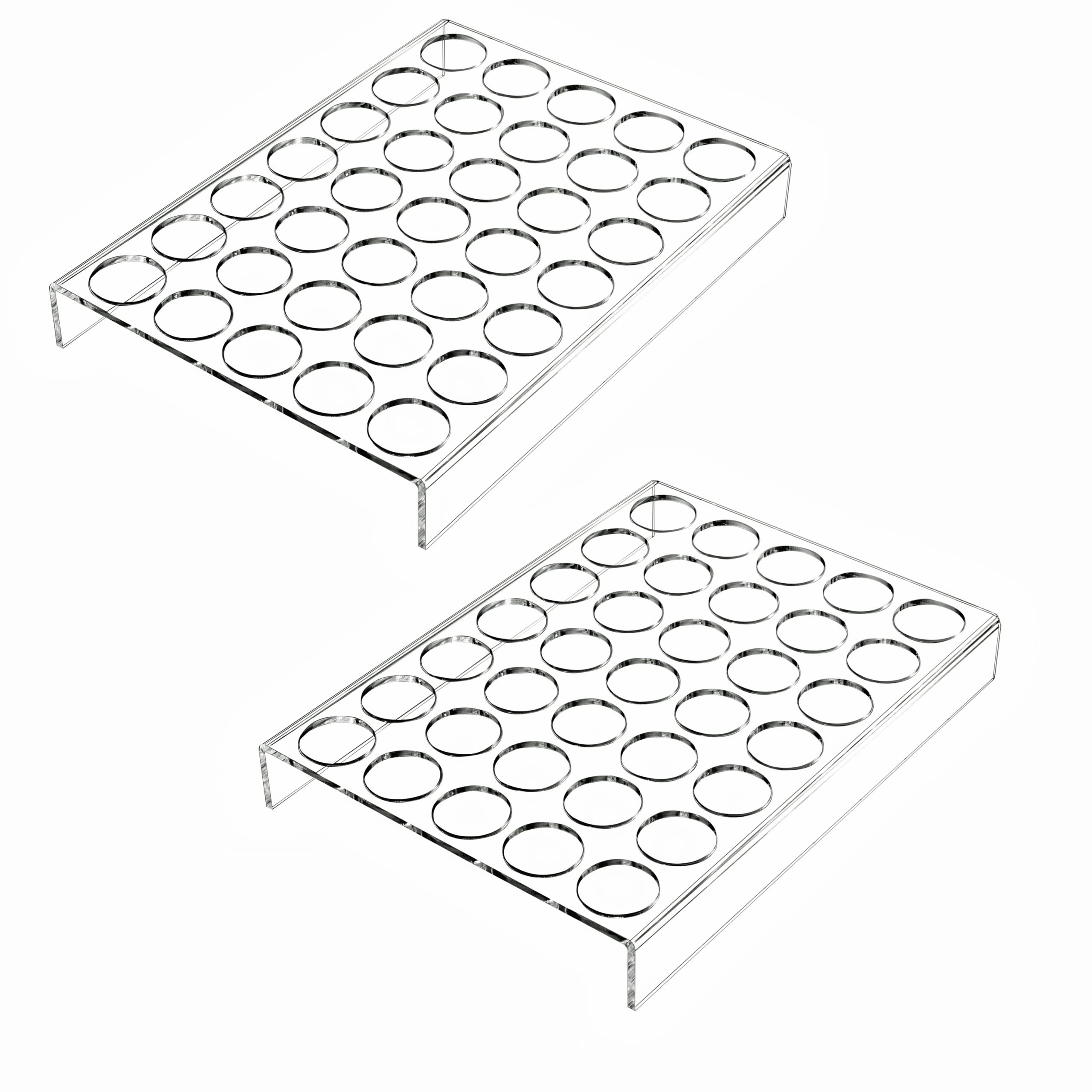 Photo 1 of IEEK 2 Pack of 35 Slots Flat Countertop Coffee Pod Holder K Cup Organizer Tray Clear Acrylic Coffee Pod Organizer for Office and Kitchen Counter or Drawer Compatible With KCup Pods