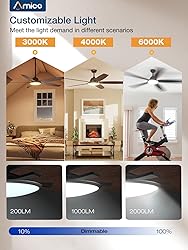 Amico Ceiling Fans with Lights, 52 inch Smart