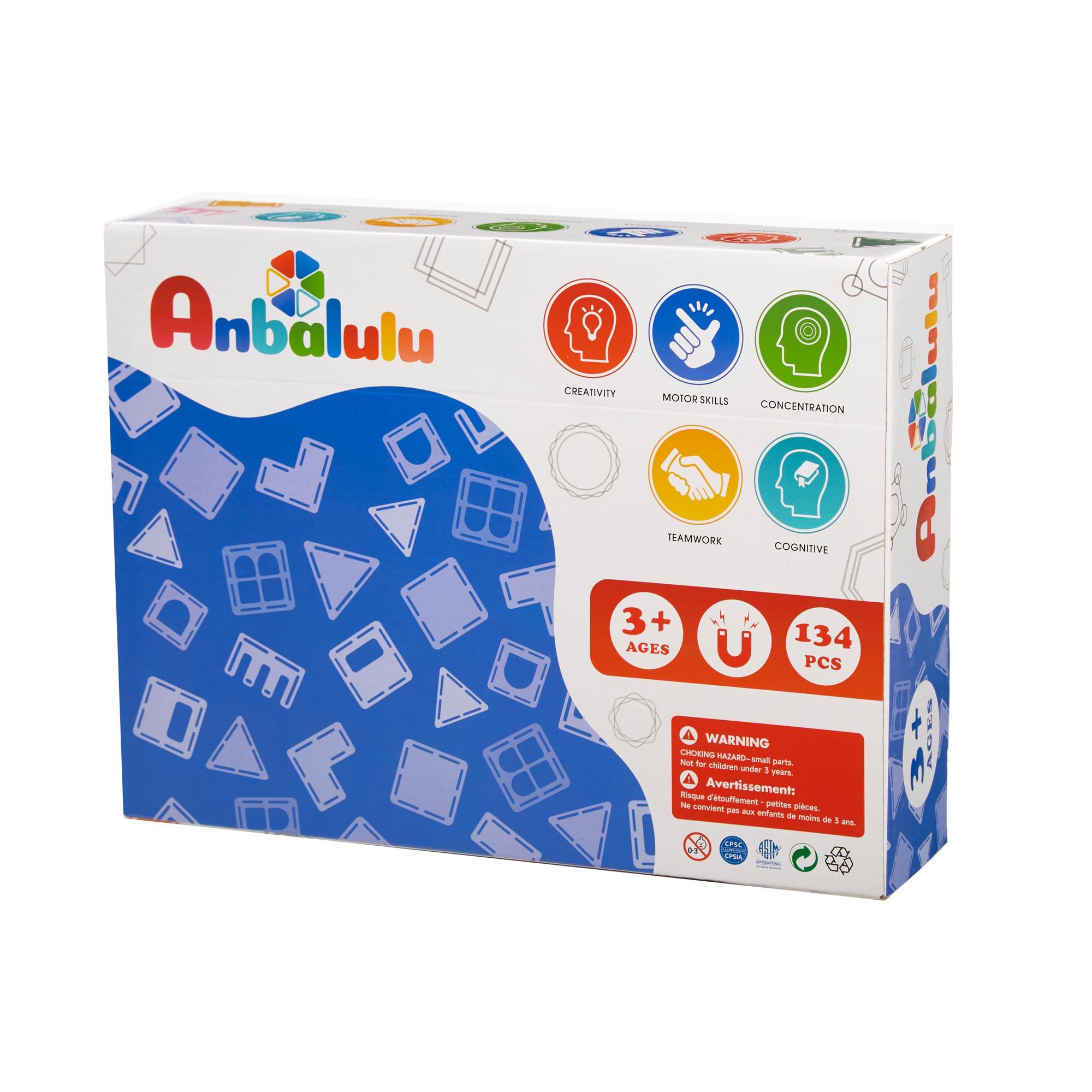 Magnetic Building Tiles, 134PCS Large Magnet Building Set,Magnetic Blocks, 3D STEM Stacking Toys, Magnets Toy for Kids Boys Girls