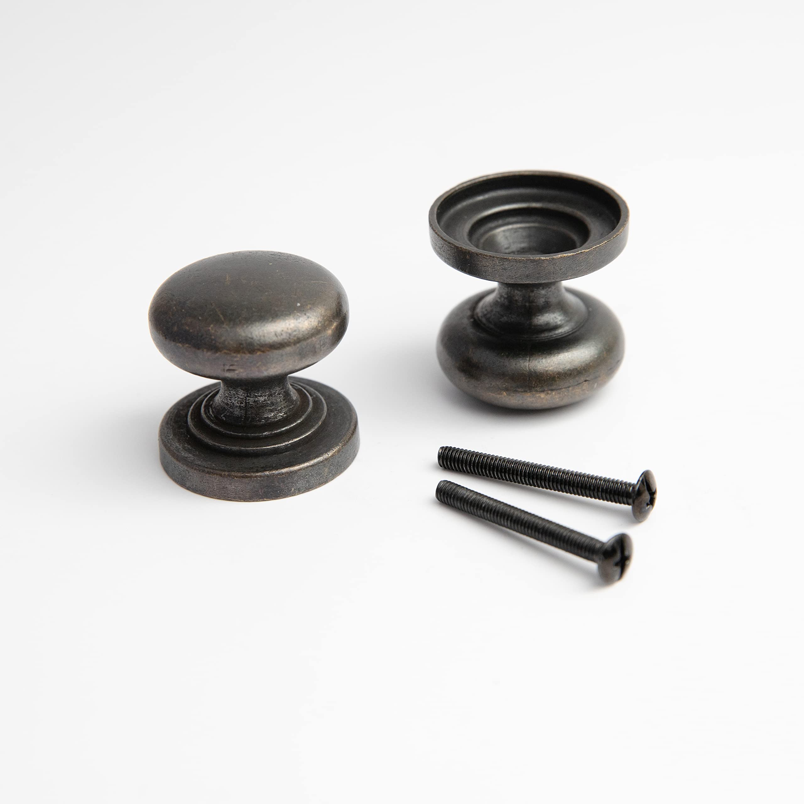 HARMAC HOUSE Vintage Cabinet Knobs 2 Pack Heavy Duty Antique Bronze Round Pull Handles, 32mm Diameter,Solid Kitchen Cupboard, Dresser, Bathroom Wardrobe Door Drawer Handle Mushroom Handles Knobs (2)