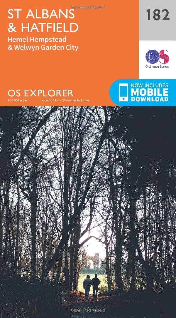 St Albans & Hatfield Map | Hemel Hempstead & Welwyn Garden City | Ordnance Survey | OS Explorer Map 182 | England | Walks | Hiking | Maps | Adventure