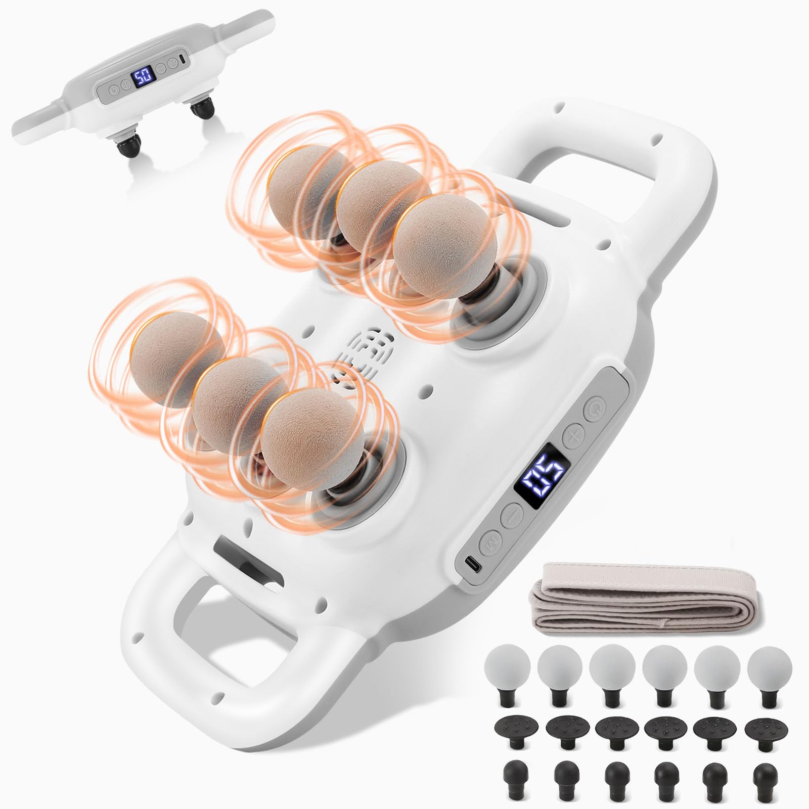 Photo 1 of rollingsurfer 6 Head Massage Gun, Electric Massage Guns with 3 Sets Massage Heads & 9 Modes, Gun Tool for Legs, Arms, Waist, Back, Buttocks - Full Body Muscle Pain Relief, Gifts for Friends, Parents