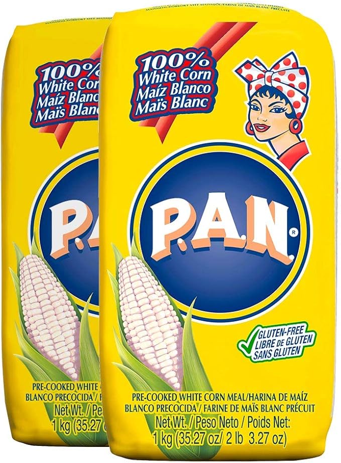 Amazon 白とうもろこし粉 ホワイトコーンミール P A N 1kg 2袋セット Pre Cooked White Corn Meal P A N コーンスターチ 通販