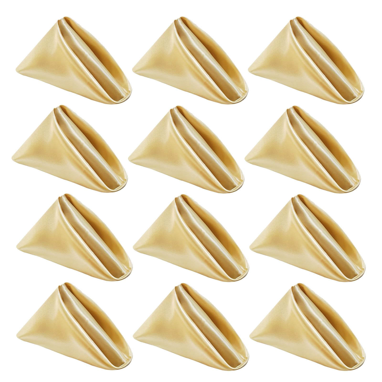 Satin Cloth Napkins Set of 12, Seasonal DecorationTable Napkins 20×20inches Washable,Satin Reusable Napkins Cloth for Wedding Party Thanksgiving Christmas (champagne gold)