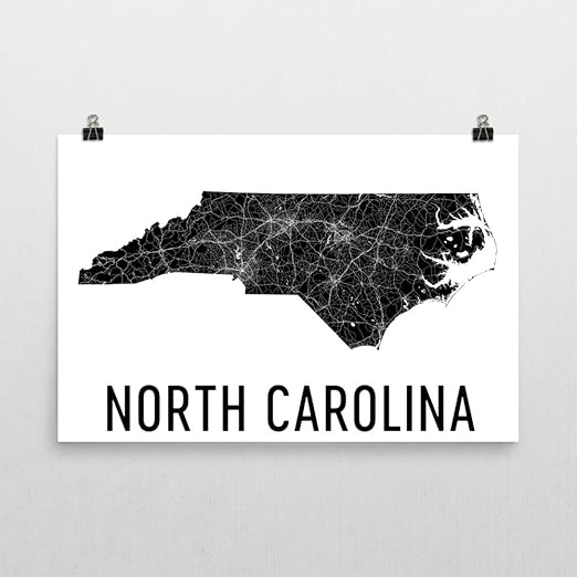 Amazon Com Carolina Del Norte Home Mapa De Carolina Del Norte