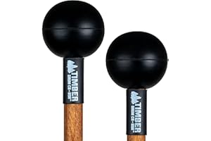 Timber Drum Co. Percussion Mallets — U.S.A. ASSEMBLED — Sticks for Marimba, Steel Tongue Drum, Vibraphone — Soft Rubber, 15.25"