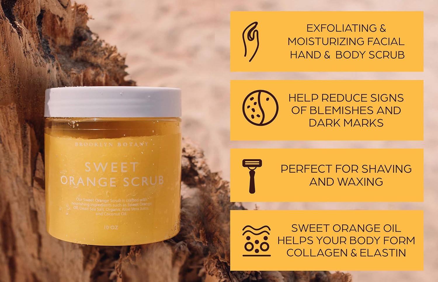 Brooklyn Botany 100% Natural Sweet Orange Body Scrub & Hand Scrub - Dual Action Exfoliator, Moisturizer For Great Skin- Made With Natural Orange Oil - Exfoliating Body Scrubs & Hand Scrubs - 10 oz : Beauty
