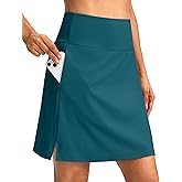 SANTINY 18" Skorts for Women 3 Pockets High Waist Long Athletic Tennis Skirt Golf Skort for Casual Summer Travel