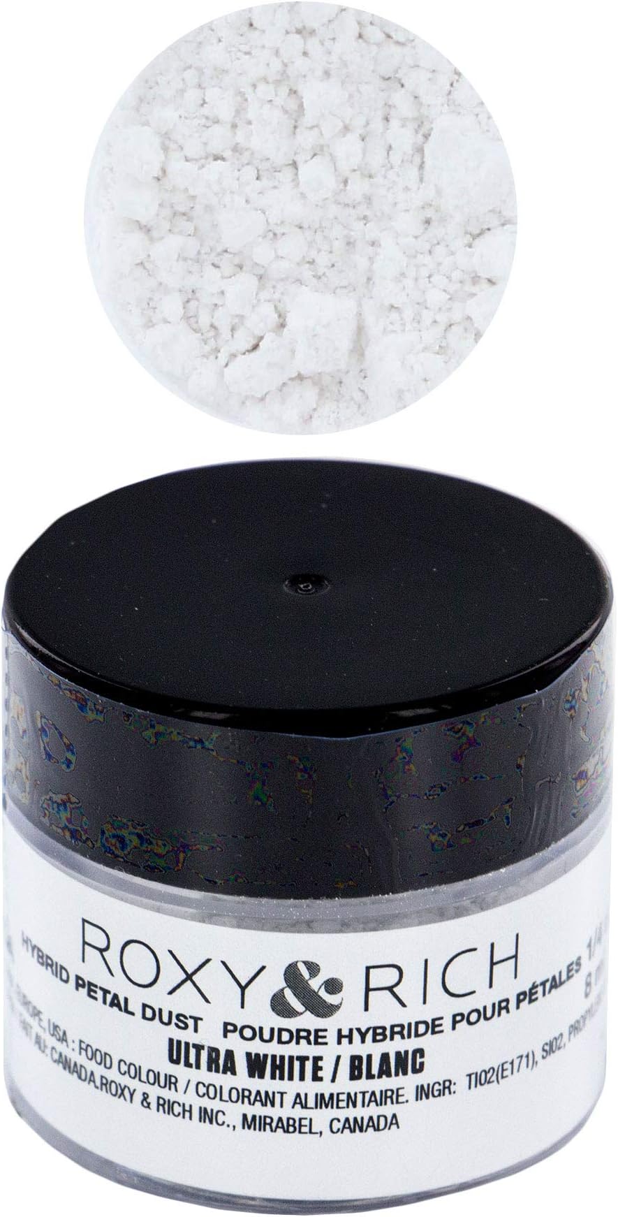 Roxy & Rich Hybrid Petal Dust Powder Food Color 8 Milliliters Volume, Ultra White