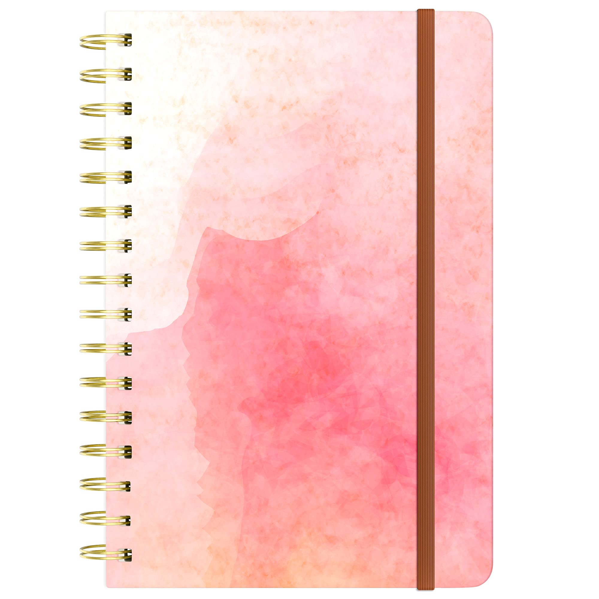 Huamxe Spiral Journal Notebook, Marble Hardcover, Medium 6x 8.4 in, 160 Lined Pages Premium Thick Paper, Cute Aesthetic A5 College Ruled Notebook for Journaling Writing Work Office Women, Pink Sunglow — image 1