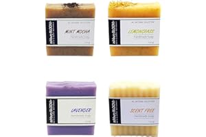 Ashbury Bloom Handmade Soaps - 4 Pack Variety Natural Handmade Soap Bars Collection (Mint Mocha, Lemongrass, Lavender, Scent 