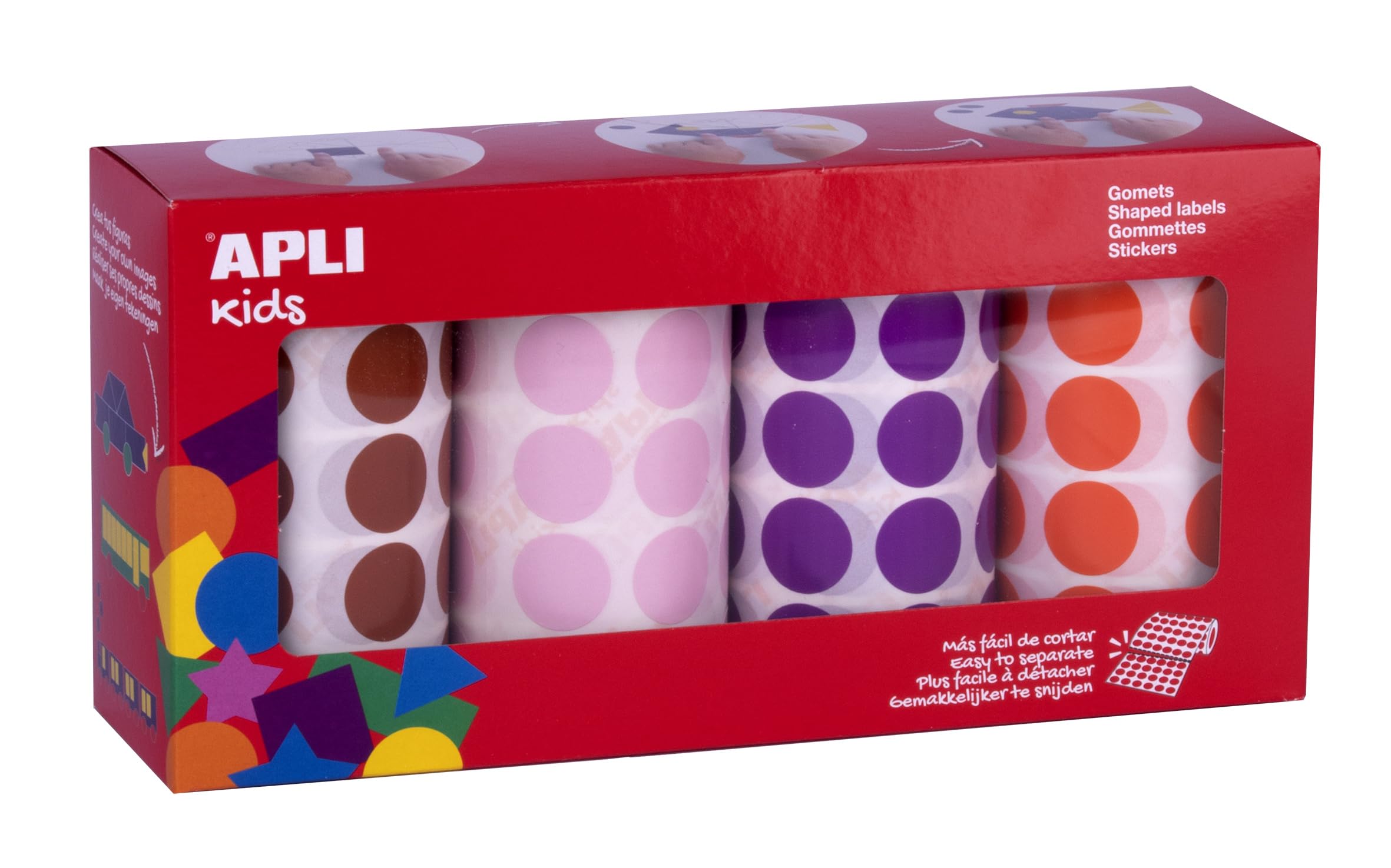 Apli 14081 Pack of 4 Round Wheels Diameter 20 mm Assorted 4 Colours