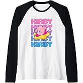 Kirby Nintendo Big Bubble Text Stack Raglan Baseball Tee