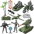 Wbzle Military Soldier Men Action Figures, 15PCS US Army Soldier Plastic Figure Set Military Base Playset Vehicles Play Combat Toys Army Toy Set for Kids Boys Age 3 4 5 6+