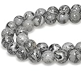 MJDCB AAA Natural Map Stone Beads Gray Picasso Stone Beads for DIY Bracelet Making 15" (4mm)