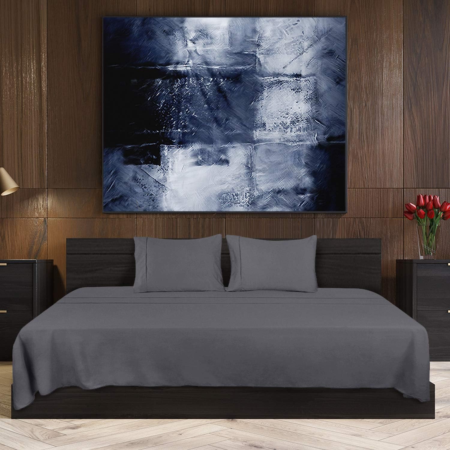 Utopia Bedding Bed Sheet Set - 4 Piece Queen Bedding - Soft Brushed Microfiber Fabric - Shrinkage & Fade Resistant - Easy Care (Queen, Grey): Home & Kitchen
