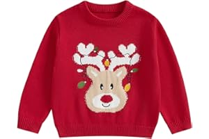 Frietlebird Toddler Baby Boy Girl Knit Sweater Christmas Outfit Deer Pullover Crewneck Sweatshirt Warm Christmas Sweater