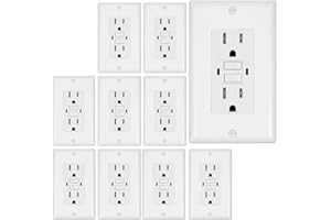 EVERELECTRIX GFCI Outlet 15 Amp, Self-Test GFI Electrical Outlet with LED Indicator, Weather & Tamper Resistant GFCI Outlets Receptacle, Ground Fault Circuit Interrupters w/Wall Plate & Screws, UL Listed, 10 Pack