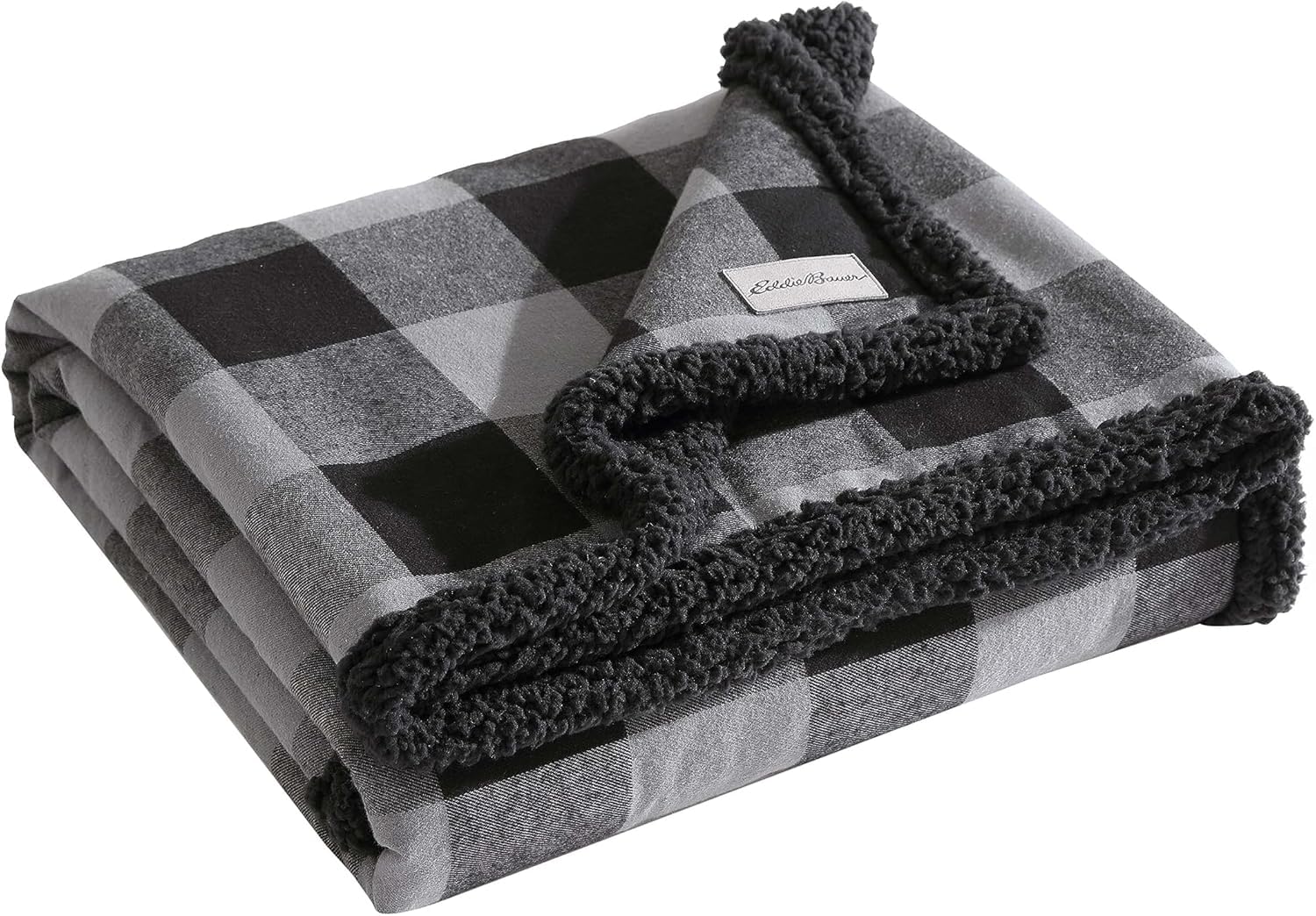 Photo 1 of Eddie Bauer - Blanket, Super Soft Reversible Sherpa & Brushed Fleece Bedding, Throw Blankets for Couch, Ideal for Lounging (Cabin Plaid Grey)
