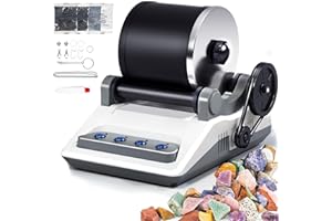 Zcvtbye Rock Tumbler Kit,Rock Polisher for Kids & Adults,Includes 2 Belts,Bag of Rough Stones,4 Coarse Grinding,Finely Ground,Polishing Grits