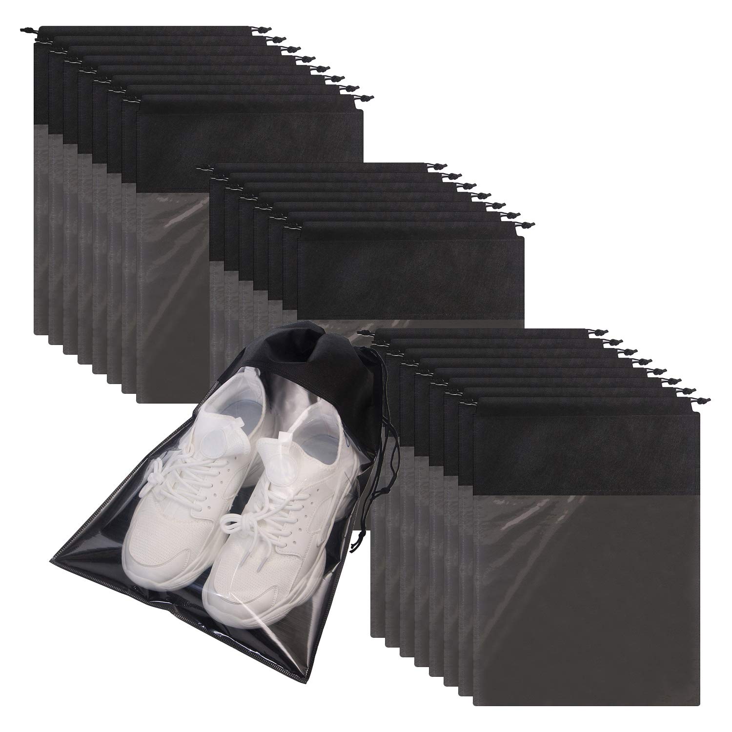 clear plastic drawstring shoe bags