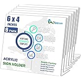 Wbtran Slanted Back Acrylic Sign Holder 6 x 4, Acrylic Stands for Display Frame, Clear Plastic Tabletop Paper Sign Holder for Office, Home, Restaurant (6 Pack 6x4 Inches)