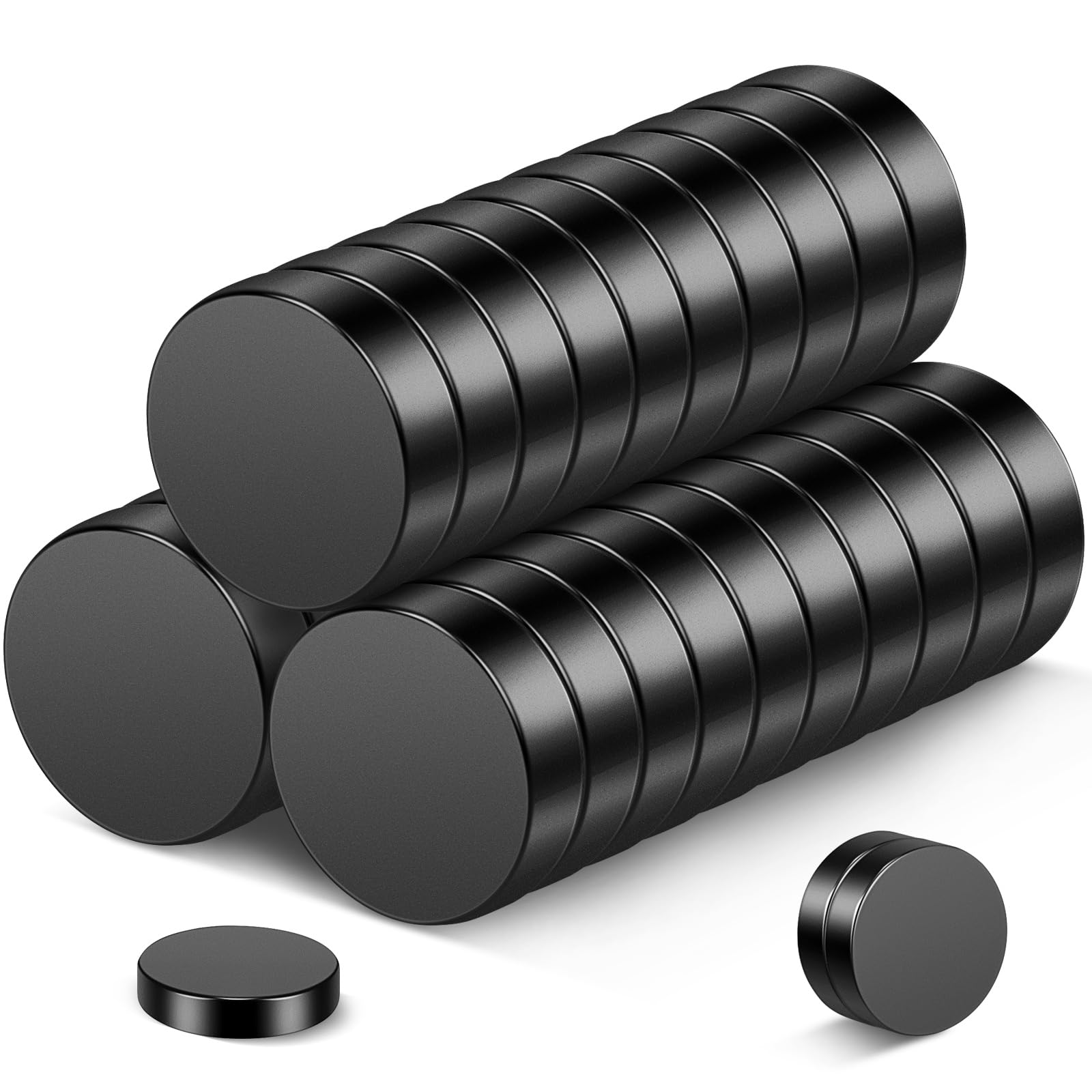 Wukong Black Magnets - 12x3mm, 30 Mini Strong Magnets for Fridge, Crafts, Notice Boards & DIY Projects