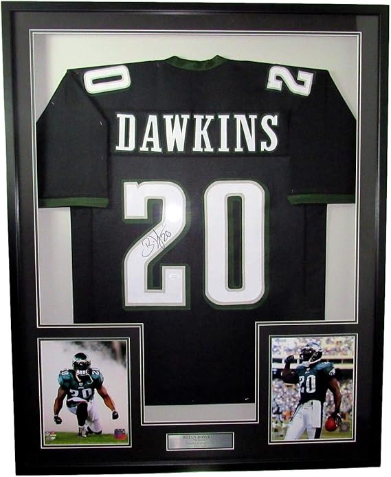 Brian Dawkins Signed/Auto Eagles Football Jersey w/Photos Framed JSA